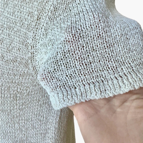 Eileen Fisher Ivory Organic Cotton and Nylon Ribbon Yarn Sweater Top. Large - Picture 6 of 11